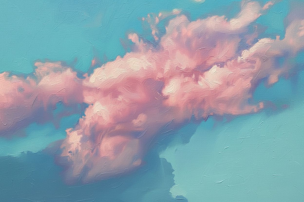 Impressionist painting of a pink cloud
